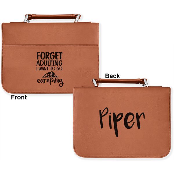 Camping Quotes & Sayings Cognac Leatherette Bible Covers - Large Double Sided Apvl