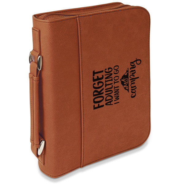 Custom Camping Quotes & Sayings Leatherette Bible Cover with Handle & Zipper - Large - Double Sided