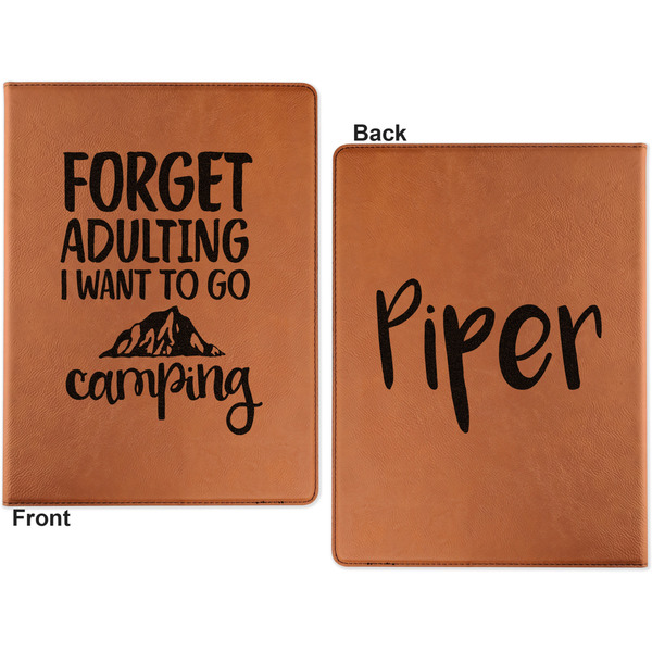 Camping Quotes & Sayings Cognac Leatherette Portfolios with Notepad - Large - Double Sided - Apvl