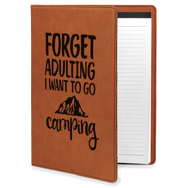 Custom Camping Quotes & Sayings Leatherette Portfolio with Notepad - Large - Single Sided