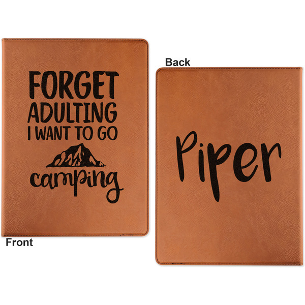 Camping Quotes & Sayings Cognac Leatherette Portfolios with Notepad - Small - Double Sided- Apvl