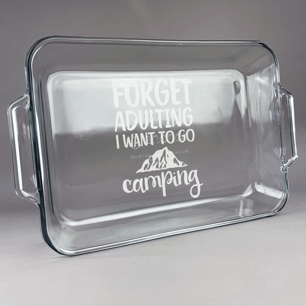 Custom Camping Quotes & Sayings Glass Baking Dish with Truefit Lid - 13in x 9in
