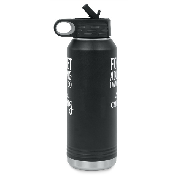 Camping Quotes & Sayings Laser Engraved Water Bottles - Front & Back Engraving - Side View