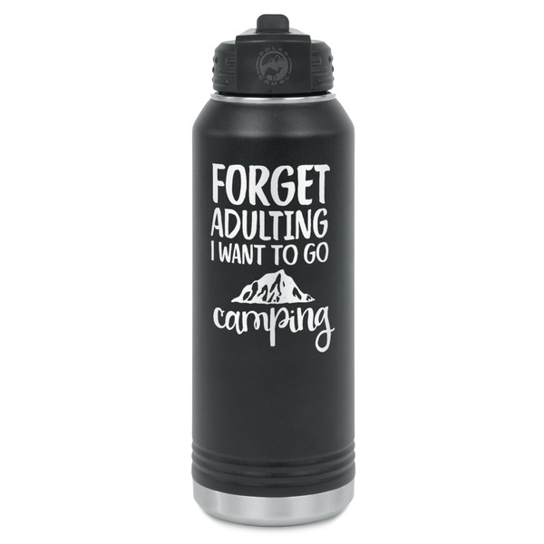 Custom Camping Quotes & Sayings Water Bottle - Laser Engraved - Front