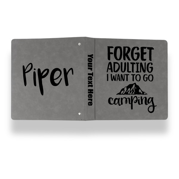 Camping Quotes & Sayings Leather Binder - 1" - Grey - Back Spine Front View