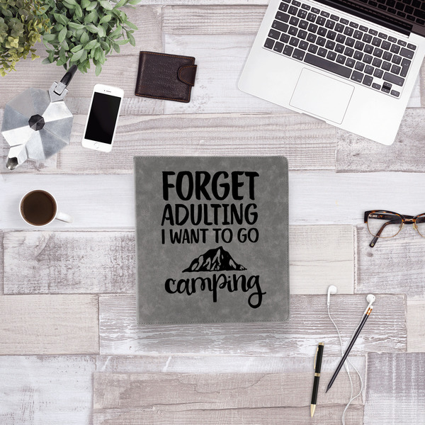 Camping Quotes & Sayings Leather Binder - 1" - Grey - Lifestyle View