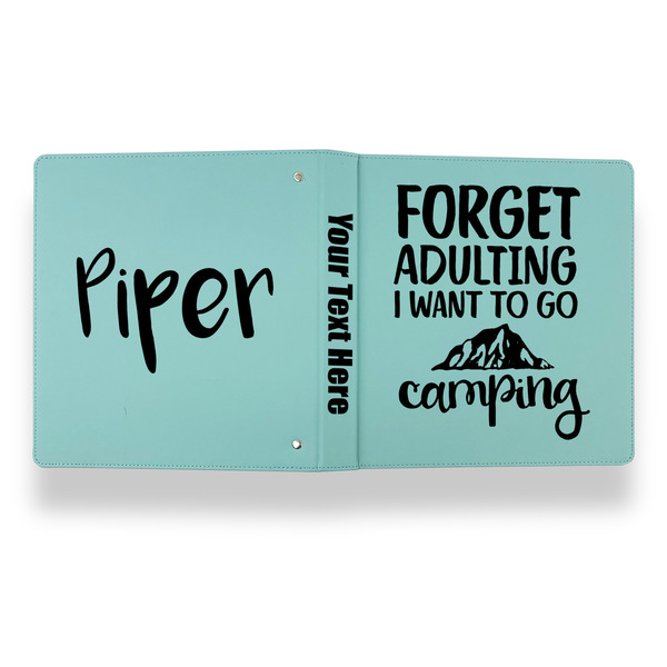 Camping Quotes & Sayings Leather Binder - 1" - Teal - Back Spine Front View