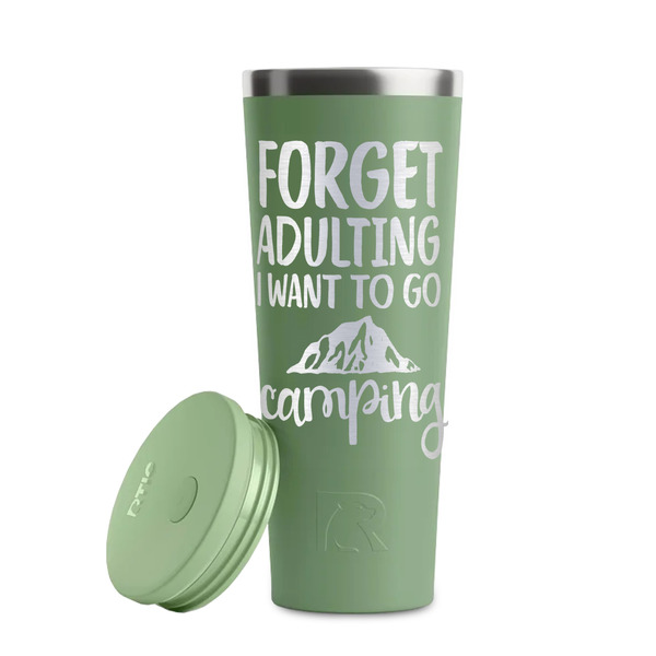 Camping Quotes & Sayings Light Green RTIC Everyday Tumbler - 28 oz. - Lid Off