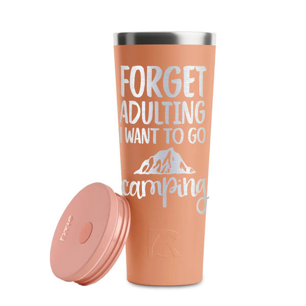 Camping Quotes & Sayings Peach RTIC Everyday Tumbler - 28 oz. - Lid Off
