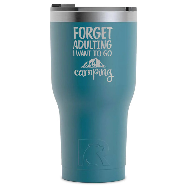 Custom Camping Quotes & Sayings RTIC Tumbler - Dark Teal - Laser Engraved - Single-Sided
