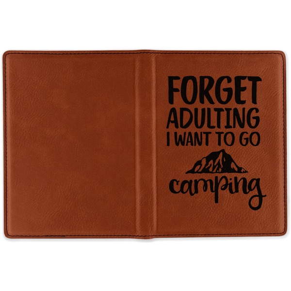 Camping Quotes & Sayings (Shape) Cognac Leather Passport Holder Outside Single Sided - Apvl