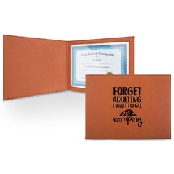 Camping Quotes & Sayings Leatherette Certificate Holder - Front