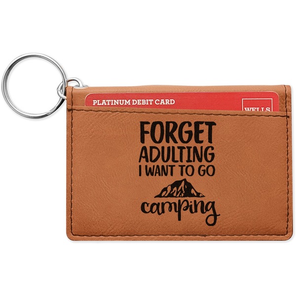 Custom Camping Quotes & Sayings Leatherette Keychain ID Holder - Single Sided