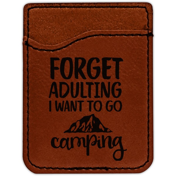 Camping Quotes & Sayings (Shape) Cognac Leatherette Phone Wallet close up