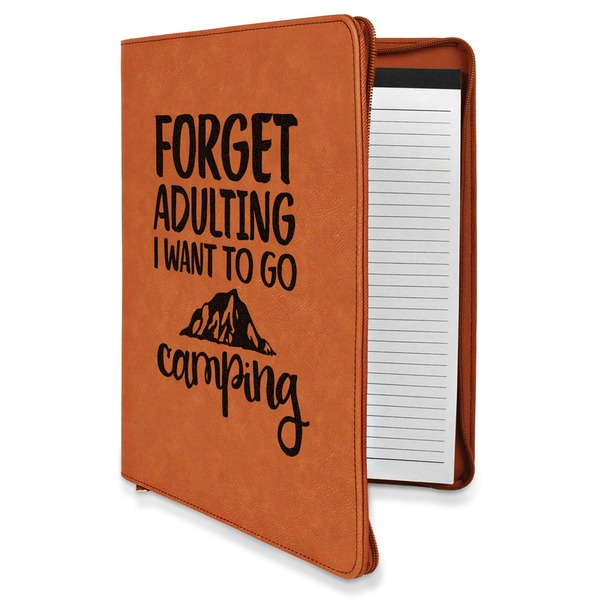 Custom Camping Quotes & Sayings Leatherette Zipper Portfolio with Notepad - Single Sided