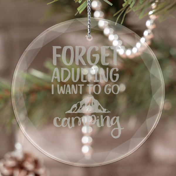 Custom Camping Quotes & Sayings Engraved Glass Ornament