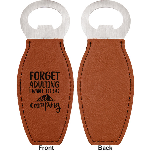 Camping Quotes & Sayings (Shape) Leather Bar Bottle Opener - Front and Back (single sided)