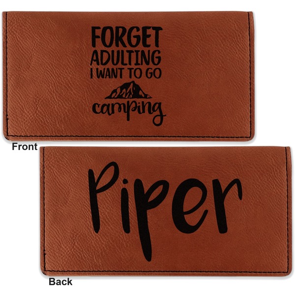 Camping Quotes & Sayings (Shape) Leather Checkbook Holder Front and Back