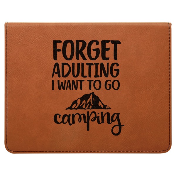 Camping Quotes & Sayings (Shape) Leatherette 4-Piece Wine Tool Set Flat