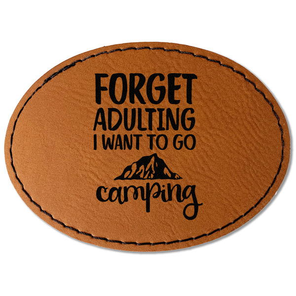 Custom Camping Quotes & Sayings Faux Leather Iron On Patch - Oval