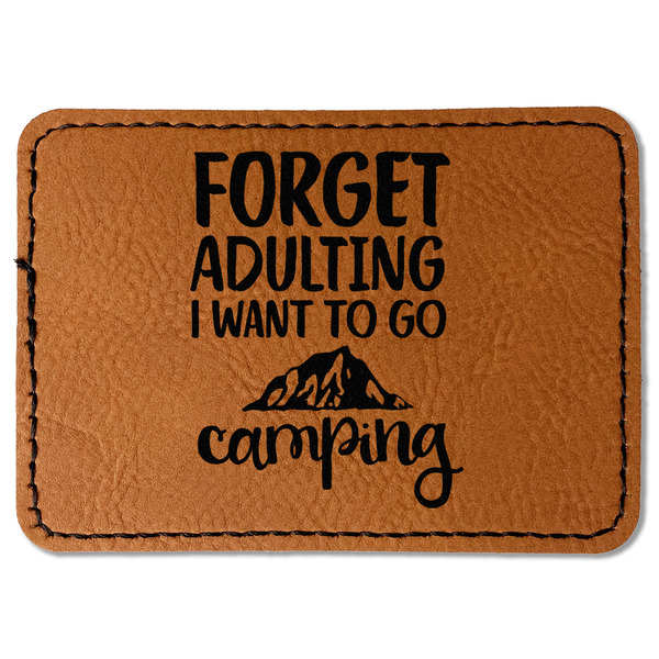 Custom Camping Quotes & Sayings Faux Leather Iron On Patch - Rectangle