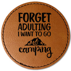 Camping Quotes & Sayings Faux Leather Iron On Patch - Round
