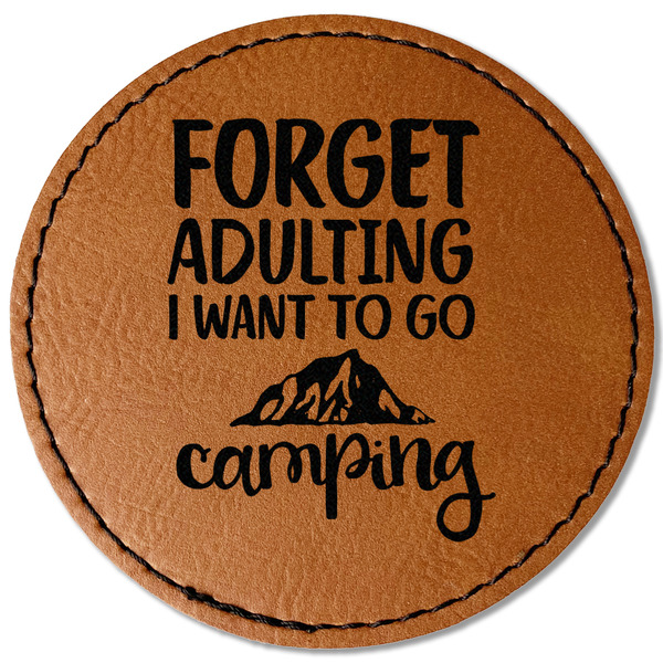 Custom Camping Quotes & Sayings Faux Leather Iron On Patch - Round