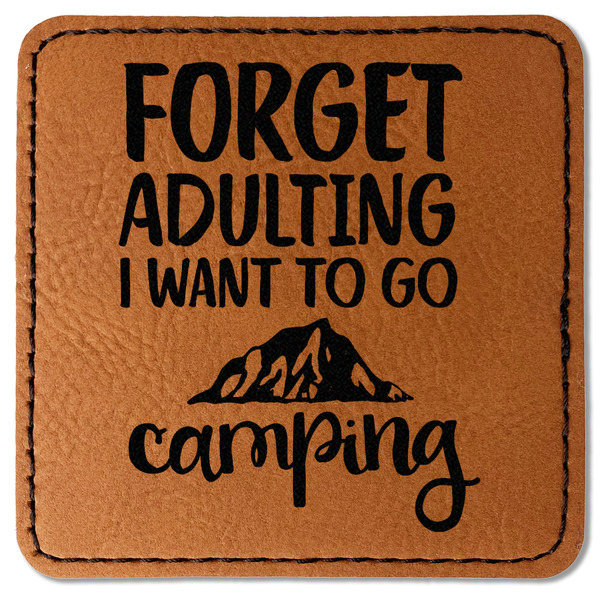 Custom Camping Quotes & Sayings Faux Leather Iron On Patch - Square