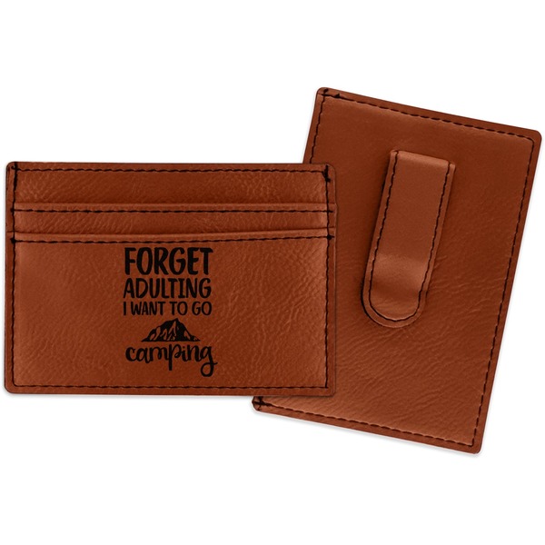 Custom Camping Quotes & Sayings Leatherette Wallet with Money Clip