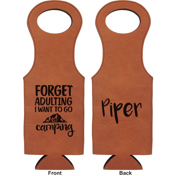 Camping Quotes & Sayings (Shape) Leatherette Wine Tote Double Sided - Front and Back