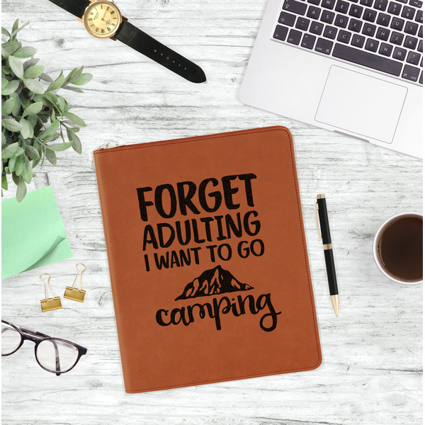 Camping Quotes & Sayings (Shape) Leatherette Zipper Portfolio - Lifestyle Photo