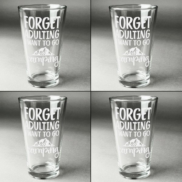 Camping Quotes & Sayings Set of Four Engraved Beer Glasses - Individual View
