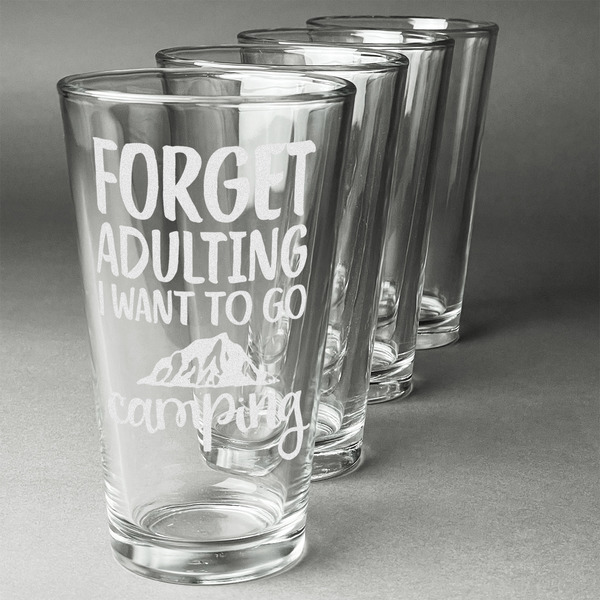 Camping Quotes & Sayings Set of Four Engraved Pint Glasses - Set View
