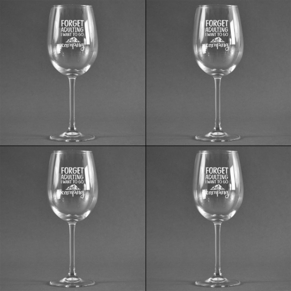 Camping Quotes & Sayings (Shape) Set of Four Personalized Wineglasses (Approval)