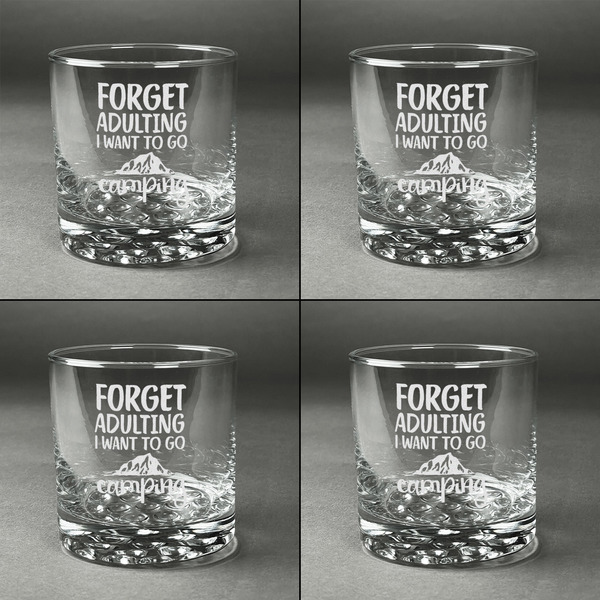 Camping Quotes & Sayings (Shape) Whiskey Glasses - Set of 4 all Engraved