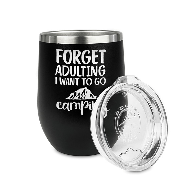 Camping Quotes & Sayings Stainless Wine Tumblers - Black - Double Sided - Alt View
