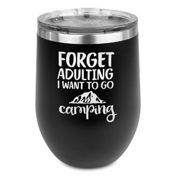 Camping Quotes & Sayings Stemless Stainless Steel Wine Tumbler - Black - Double Sided