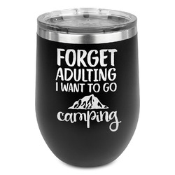 Camping Quotes & Sayings Stemless Stainless Steel Wine Tumbler - Black - Single Sided