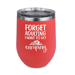 Camping Quotes & Sayings Stemless Stainless Steel Wine Tumbler - Coral - Double Sided