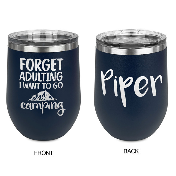 Camping Quotes & Sayings Stainless Wine Tumblers - Navy - Double Sided - Approval