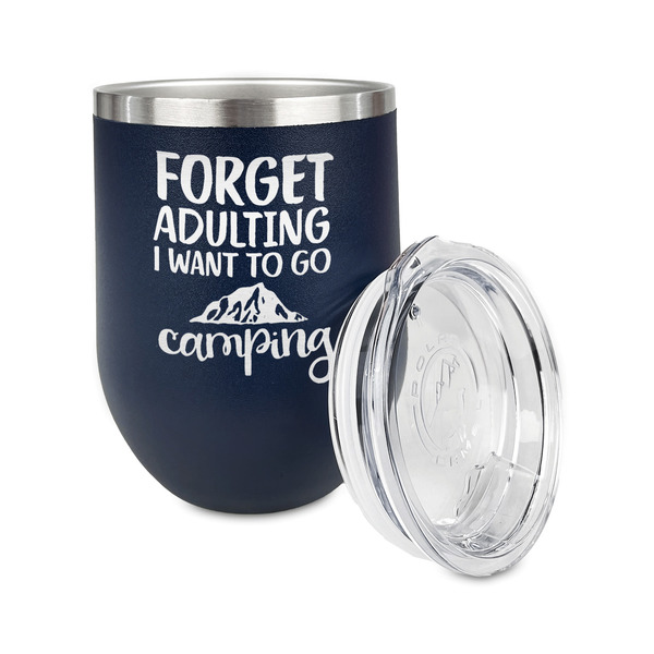 Camping Quotes & Sayings Stainless Wine Tumblers - Navy - Single Sided - Alt View