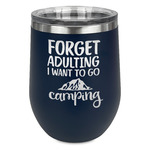 Camping Quotes & Sayings Stemless Stainless Steel Wine Tumbler - Navy - Single Sided