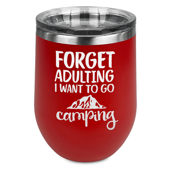 Custom Camping Quotes & Sayings Stemless Stainless Steel Wine Tumbler - Red - Double Sided