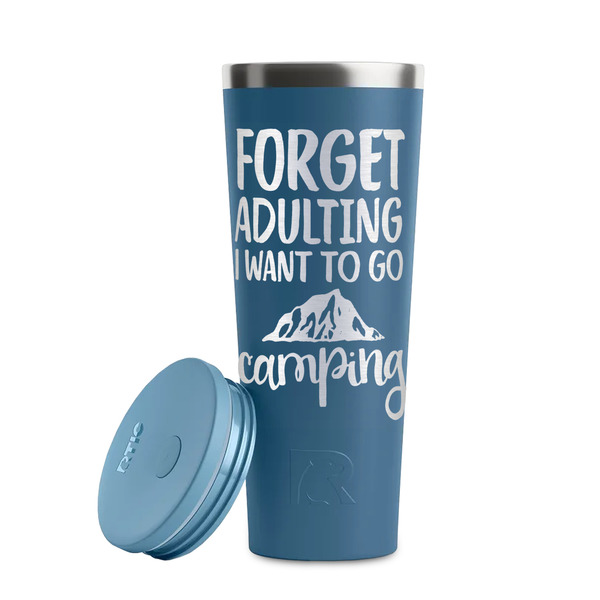 Camping Quotes & Sayings Steel Blue RTIC Everyday Tumbler - 28 oz. - Lid Off