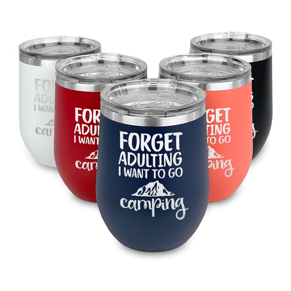 Camping Quotes & Sayings Steel Wine Tumblers Multiple Colors