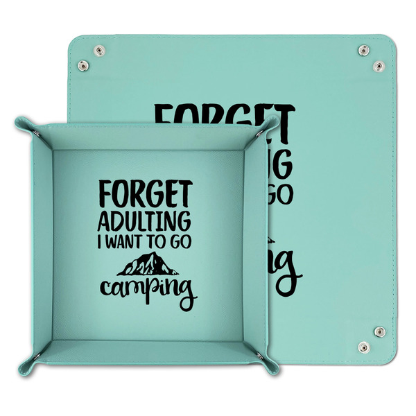 Camping Quotes & Sayings Teal Faux Leather Valet Trays - PARENT MAIN