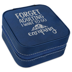 Camping Quotes & Sayings Travel Jewelry Box - Navy Blue Leather