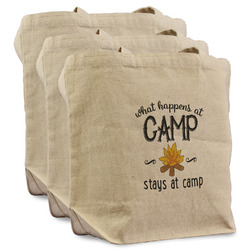 Camping Sayings & Quotes (Color) Reusable Cotton Grocery Bags - Set of 3
