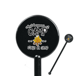 Camping Sayings & Quotes (Color) 5.5" Round Plastic Stir Sticks - Black - Single Sided