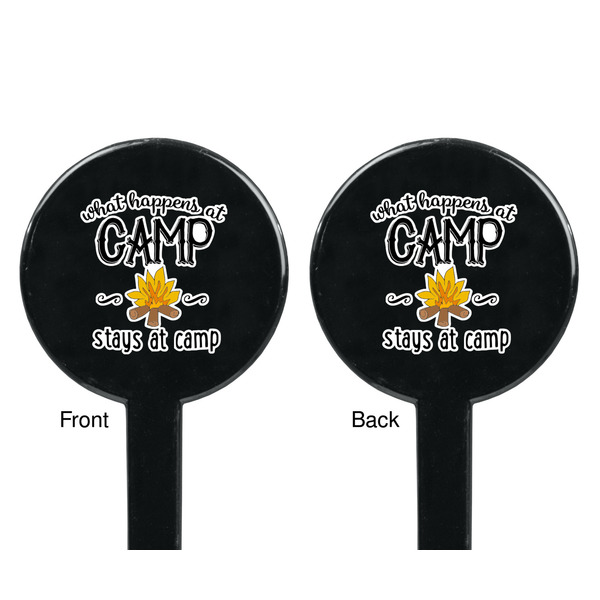 Camping Sayings & Quotes (Color) Black Plastic 7" Stir Stick - Double Sided - Round - Front & Back